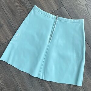 American Apparel Zip-Front A-Line Vinyl Mini Skirt in Blue